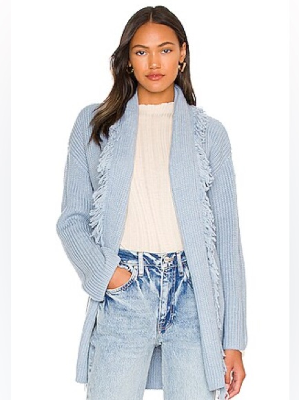One Grey Day Gerri Fringe Wrap Cardigan in Size XS